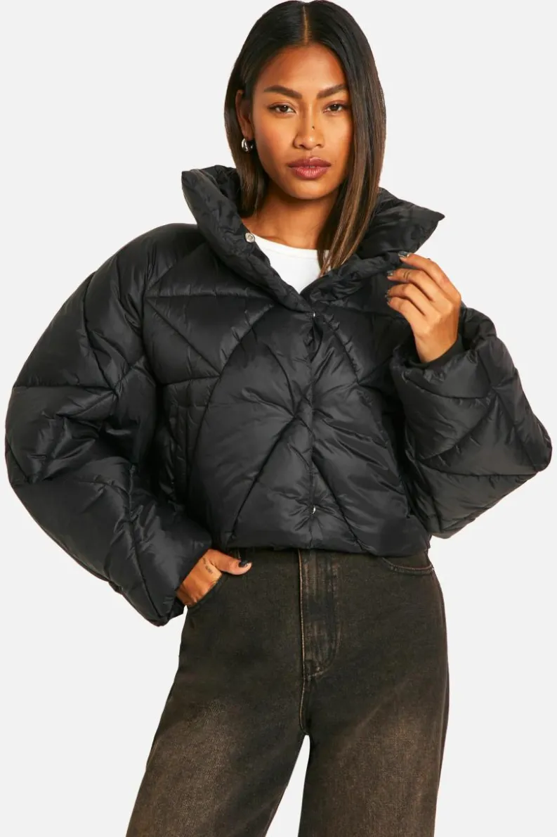 Flash Sale boohoo Quilted Boxy Puffer Jacket black