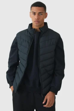 Flash Sale boohooMAN Quilted Zip Through Funnel Neck Gilet In black