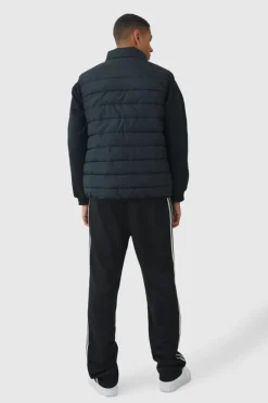 Flash Sale boohooMAN Quilted Zip Through Funnel Neck Gilet In black