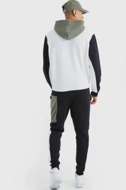 Best Sale boohooMAN Raglan Colour Block Hooded Tracksuit khaki
