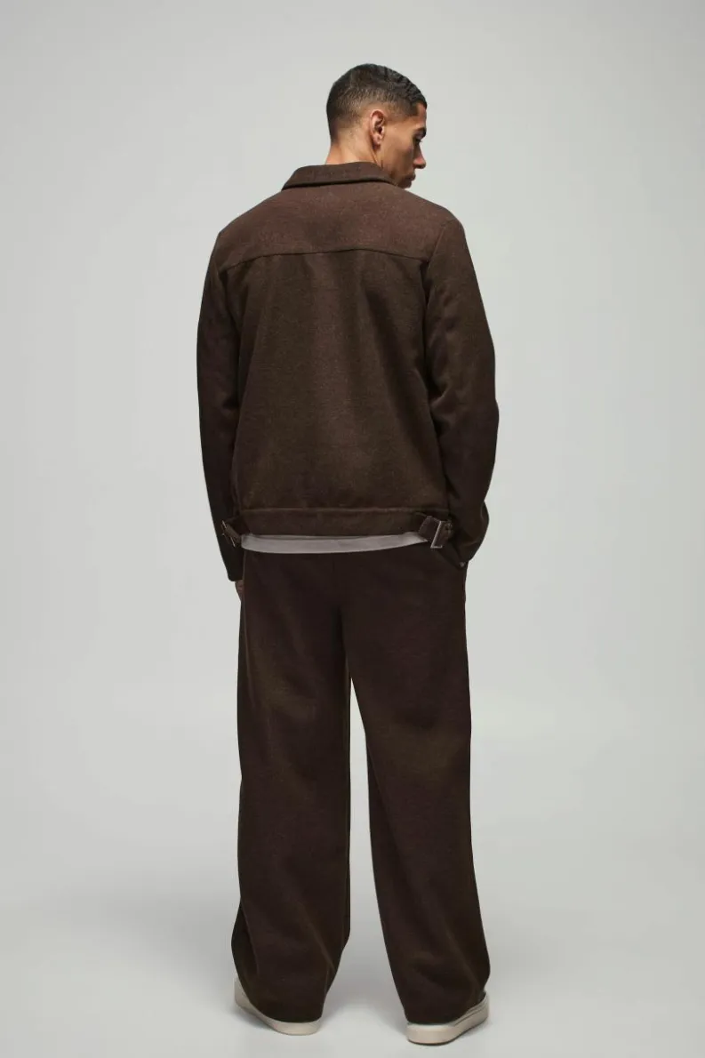 Best boohoo Regular Fit Boucle Harrington & Trouser Suit chocolate