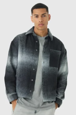 Best boohooMAN Regular Fit Brushed Check Overshirt black