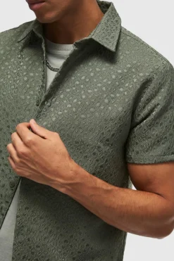 Shop boohooMAN Regular Fit Leopard Jacquard Shirt gun metal