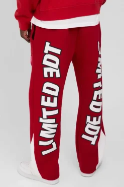 Cheap boohooMAN Regular Fit Limited Edition Gusset Joggers red