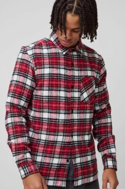Store boohooMAN Regular Fit Long Sleeve Check Shirt red