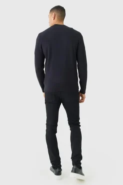 Outlet boohooMAN Regular Fit Man Branded Knitted Bomber Jacket black
