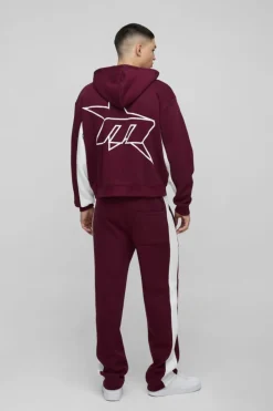 Flash Sale boohooMAN Regular Fit M Star Side Panel Jogger burgundy