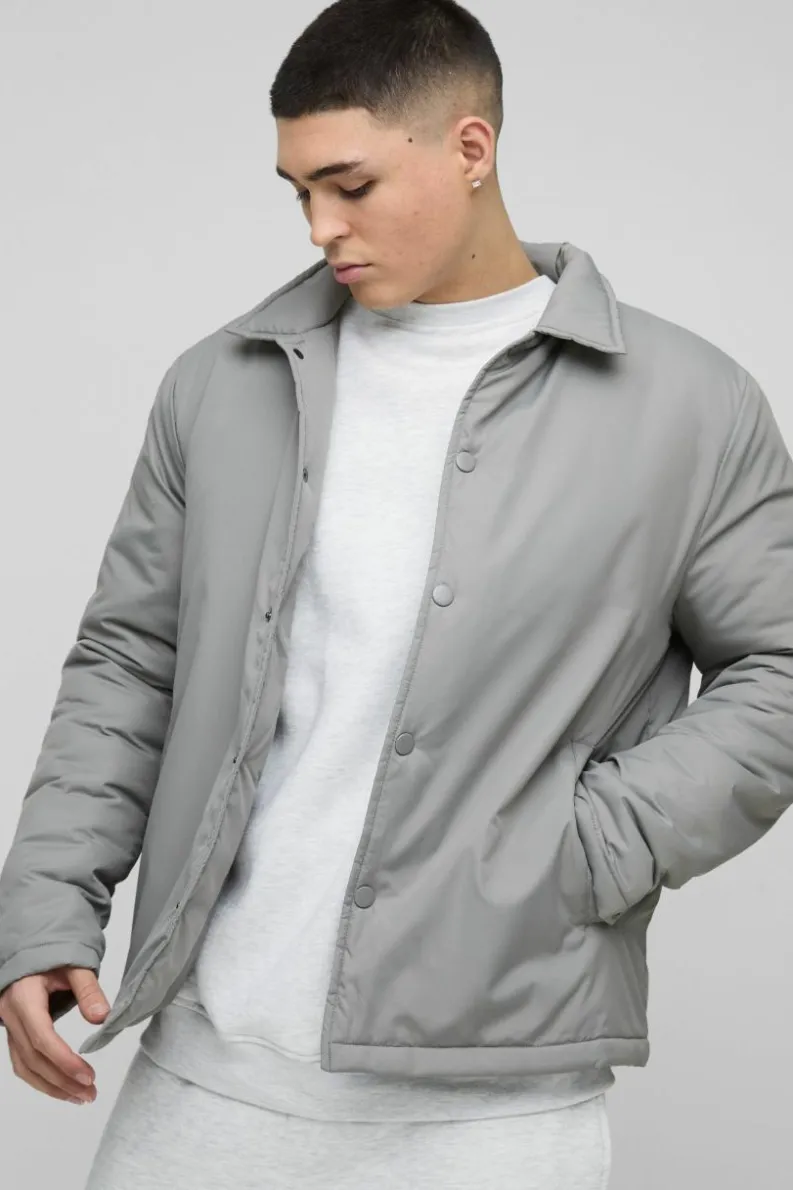 Hot boohooMAN Regular Fit Nylon Coach Jacket stone