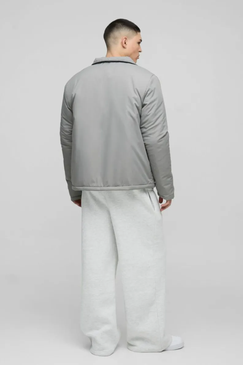 Hot boohooMAN Regular Fit Nylon Coach Jacket stone