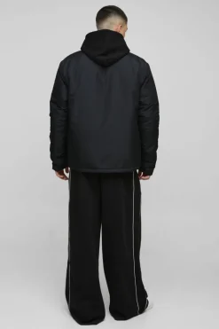 Best boohooMAN Regular Fit Nylon Coach Jacket black