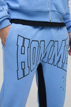Best boohooMAN Regular Fit Paint Splatter Homme Gusset Jogger cobalt