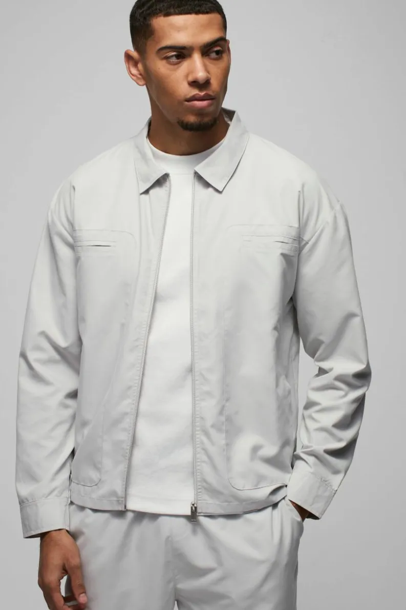 Discount boohoo Regular Fit Pocket Detail Nylon Set light grey