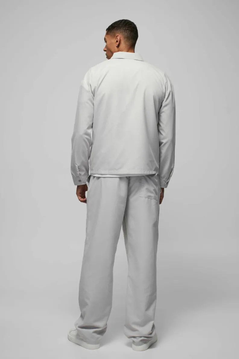 Discount boohoo Regular Fit Pocket Detail Nylon Set light grey