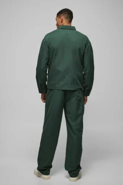 Store boohoo Regular Fit Pocket Detail Nylon Set forest