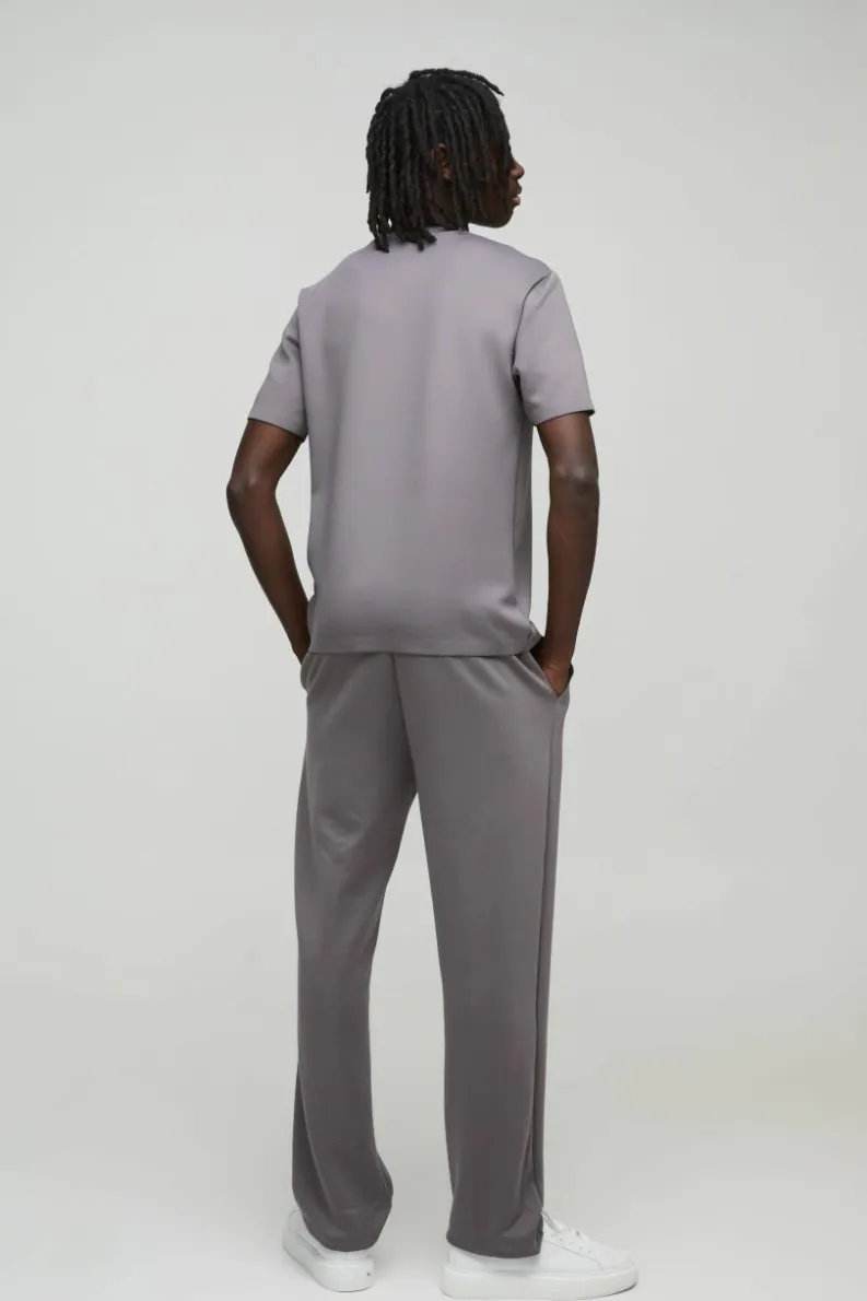 Best Sale boohooMAN Regular Fit Premium Scuba Pintuck Jogger dark grey