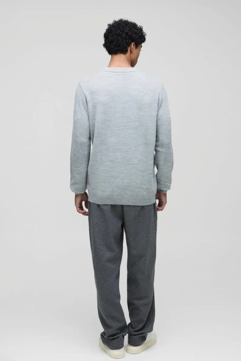 Flash Sale boohooMAN Regular Fit Ribbed Panel Elbow Patch Crew Knitted Jumper light grey