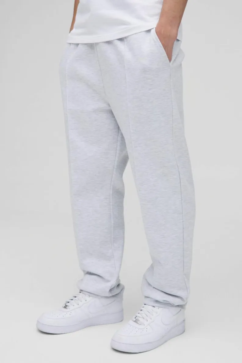 New boohooMAN Regular Fit Scuba Pintuck Joggers grey marl