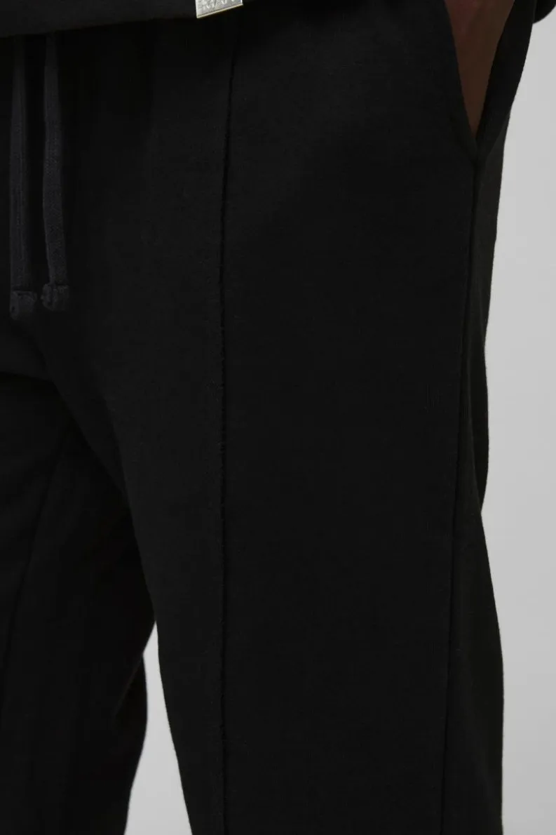 Online boohooMAN Regular Fit Split Hem Heavyweight Jogger black