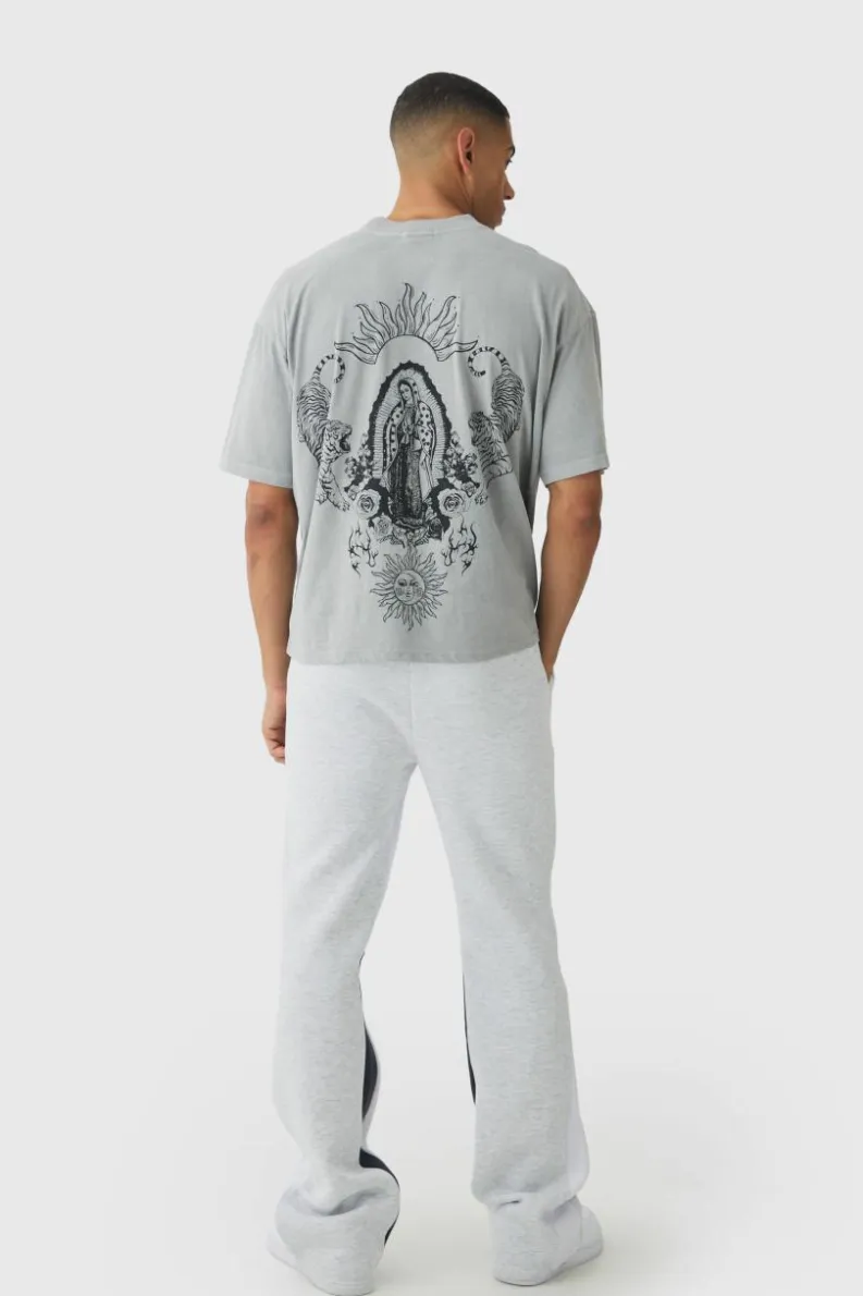 Cheap boohooMAN Regular Fit Stacked Gusset Jogger grey marl