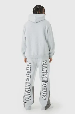 Hot boohooMAN Regular Limited Heart Gusset Hooded Tracksuit grey