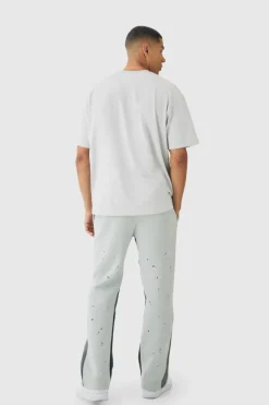 Flash Sale boohooMAN Regular Paint Splatter Printed Gusset Jogger grey