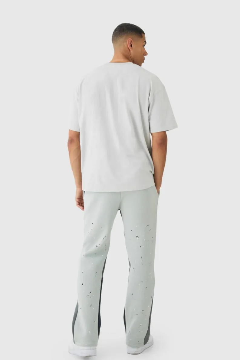 Flash Sale boohooMAN Regular Paint Splatter Printed Gusset Jogger grey
