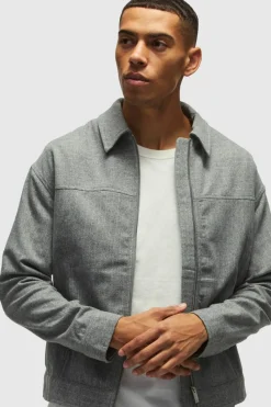 Sale boohooMAN Regular Pinstripe Overshirt & Tapered Fit Trouser Set light grey