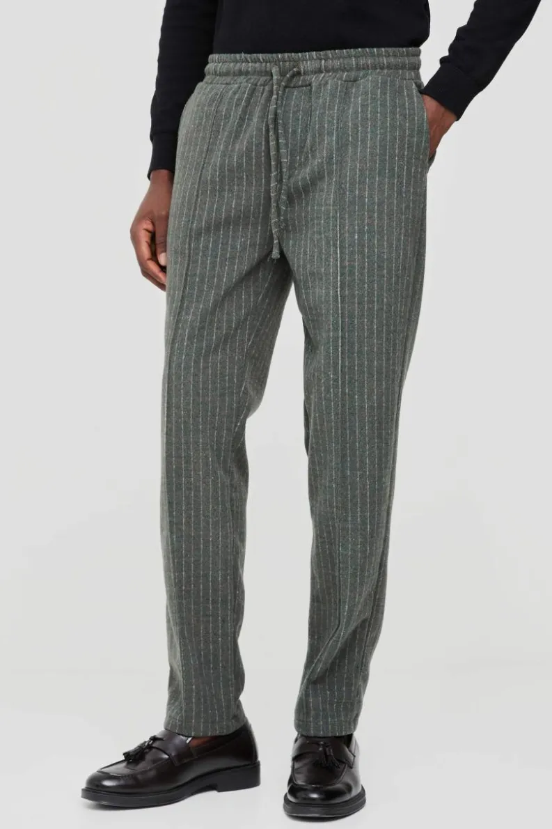 Shop boohoo Regular Pinstripe Wool Look Set forest