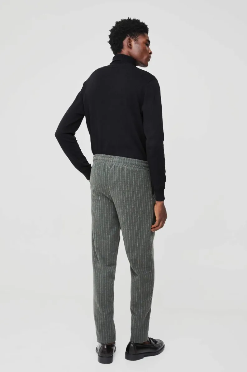 Shop boohoo Regular Pinstripe Wool Look Set forest