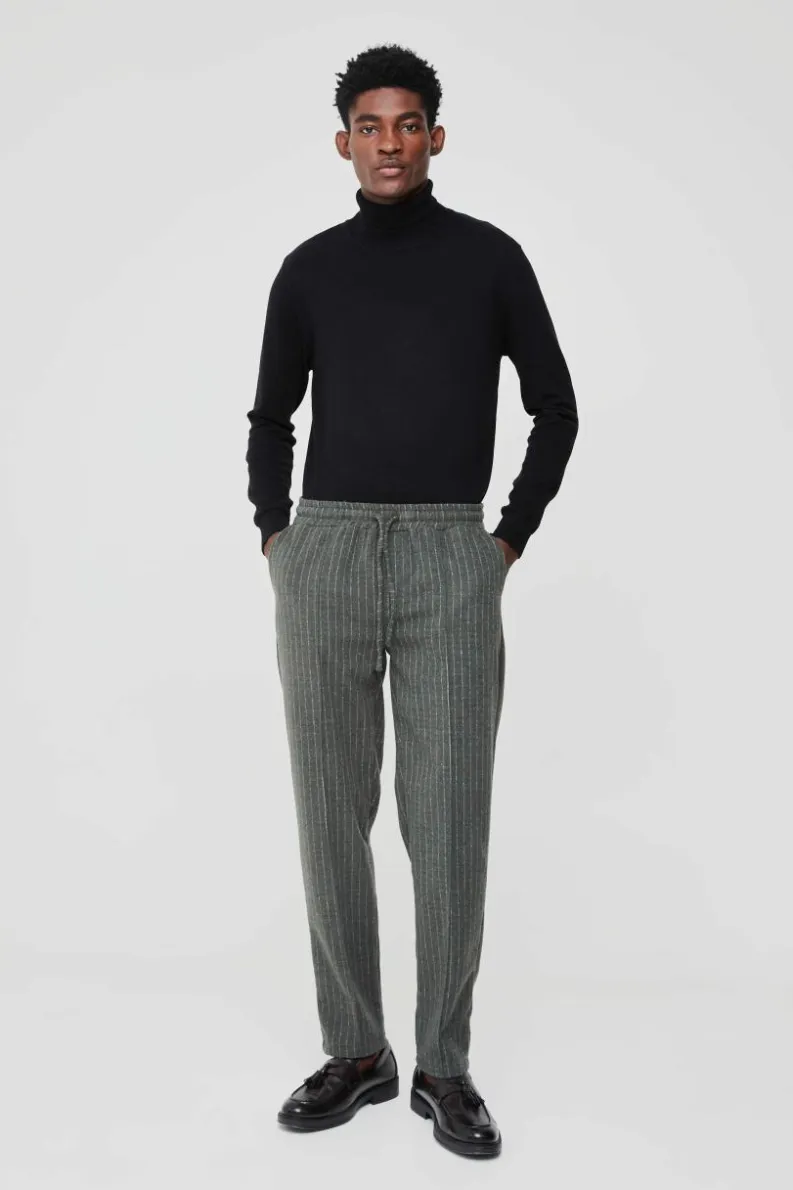 Shop boohoo Regular Pinstripe Wool Look Set forest