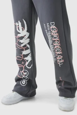 Cheap boohooMAN Regular Printed Gusset Jogger charcoal