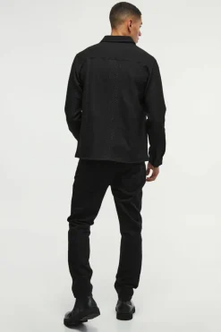 Hot boohooMAN Regular Snake Jacquard Collared Shirt black