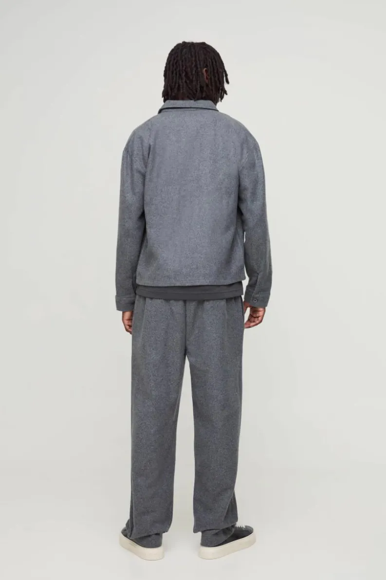 Store boohooMAN Regular Wool Look Overshirt dark grey