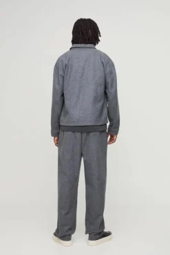 Fashion boohooMAN Regular Wool Look Relaxed Trouser dark grey