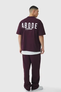 Hot boohooMAN Relaxed Abode Jogger burgundy