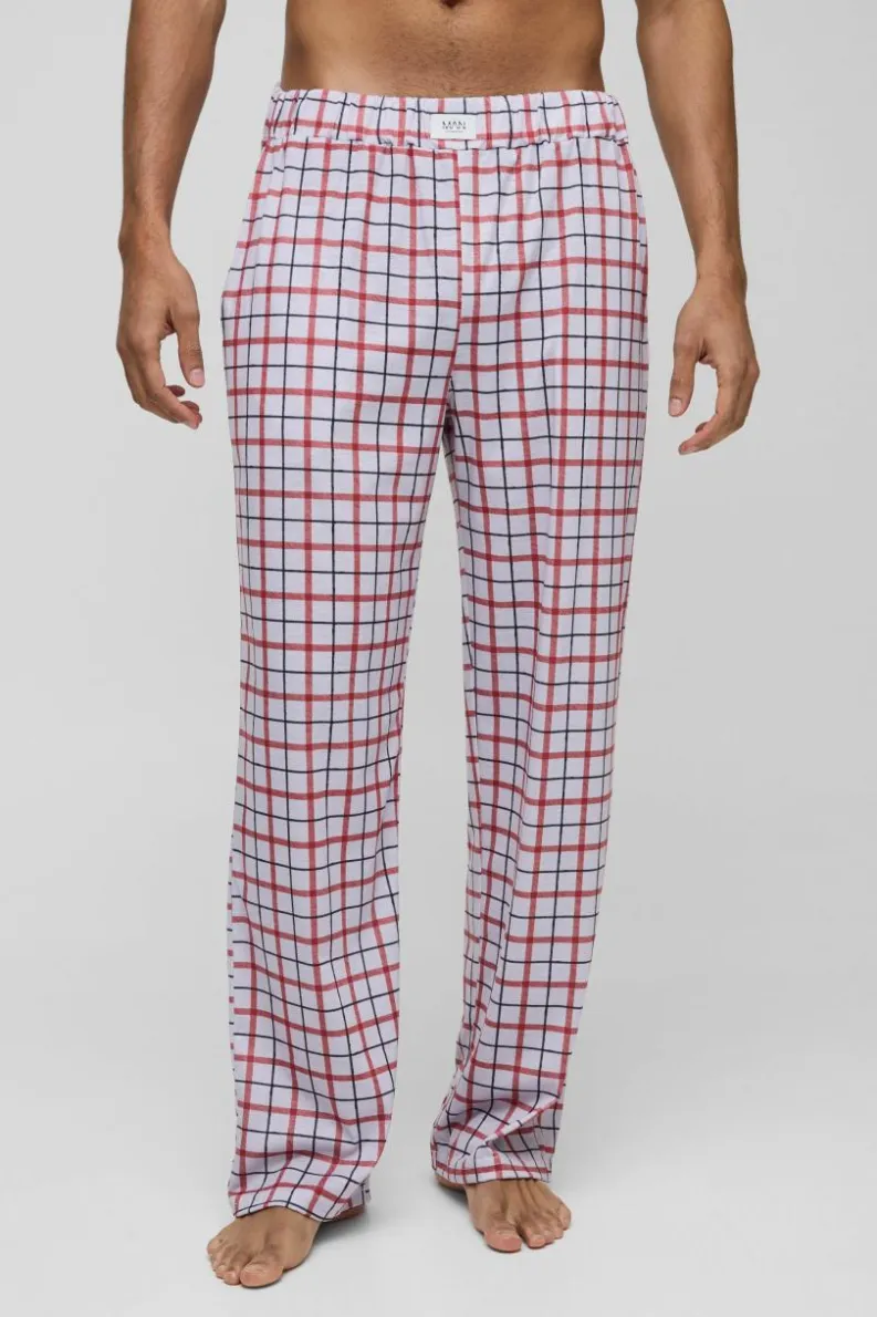 Clearance boohooMAN Relaxed Check Lounge Joggers pink