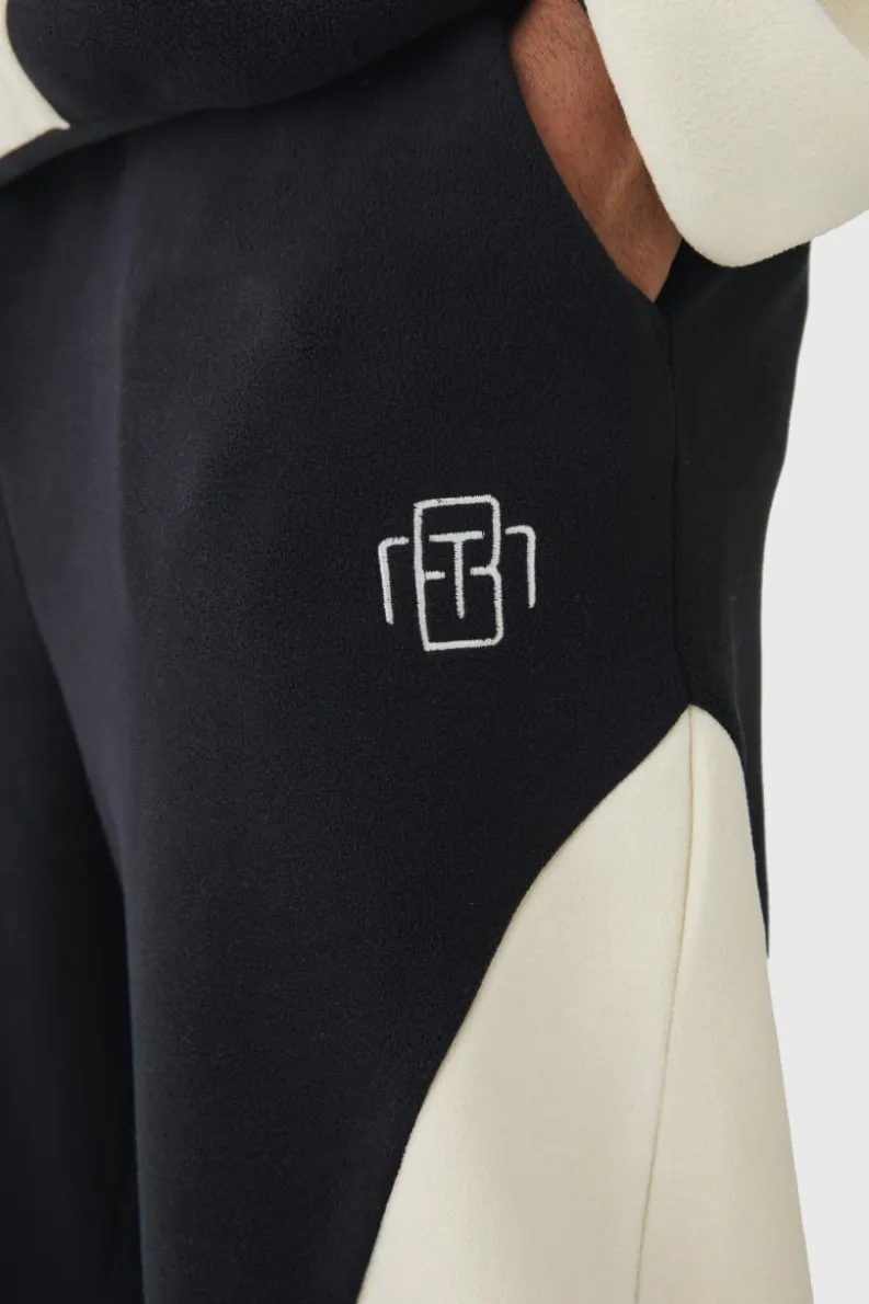 Sale boohooMAN Relaxed Colour Block Polar Fleece High Gusset Jogger charcoal