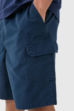 Cheap boohooMAN Relaxed Fit Elasticated Waist Cargo Shorts navy