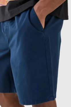Online boohooMAN Relaxed Fit Elasticated Waist Chino Shorts in navy