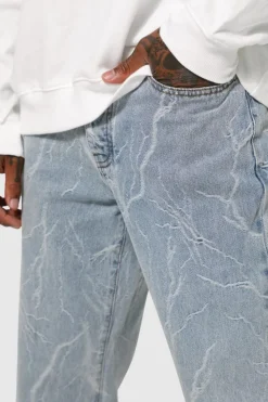 Cheap boohooMAN Relaxed Fit Lightning Jacquard Jeans ice blue