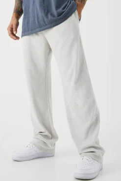 Online boohooMAN Relaxed Fit Premium Towelling Jogger light grey