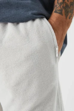 Online boohooMAN Relaxed Fit Premium Towelling Jogger light grey