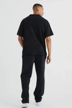 Clearance boohooMAN Relaxed Fit Premium Towelling Jogger black