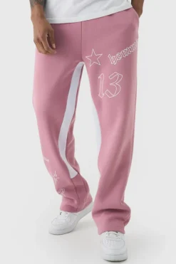 Cheap boohooMAN Relaxed Fit Printed Gusset Jogger lilac