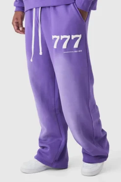 Hot boohooMAN Relaxed Fit Puff Print Spray Wash Moto Joggers purple