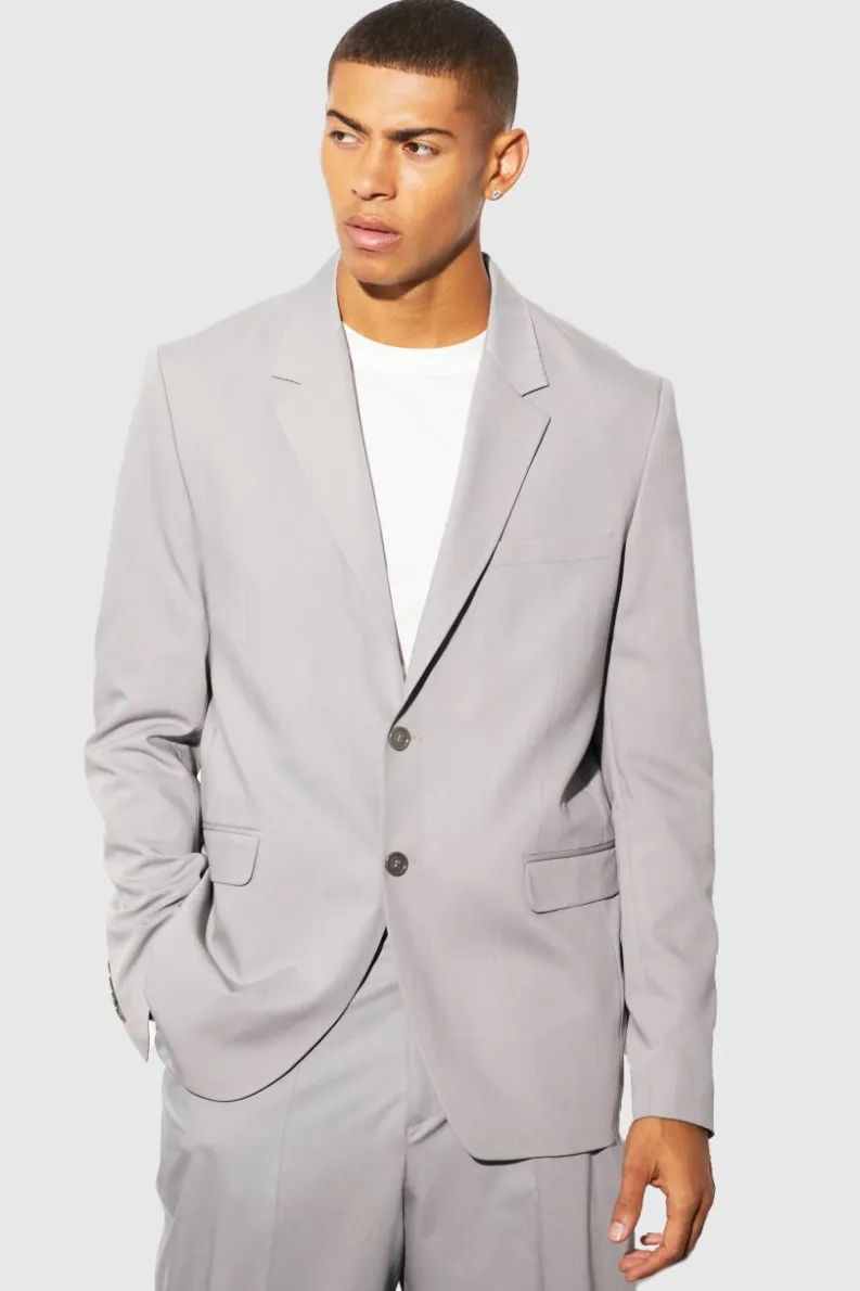 Store boohooMAN Relaxed Fit Single Breasted Suit Jacket grey