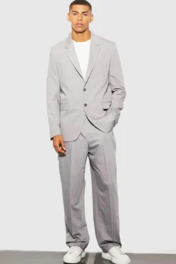 Store boohooMAN Relaxed Fit Single Breasted Suit Jacket grey