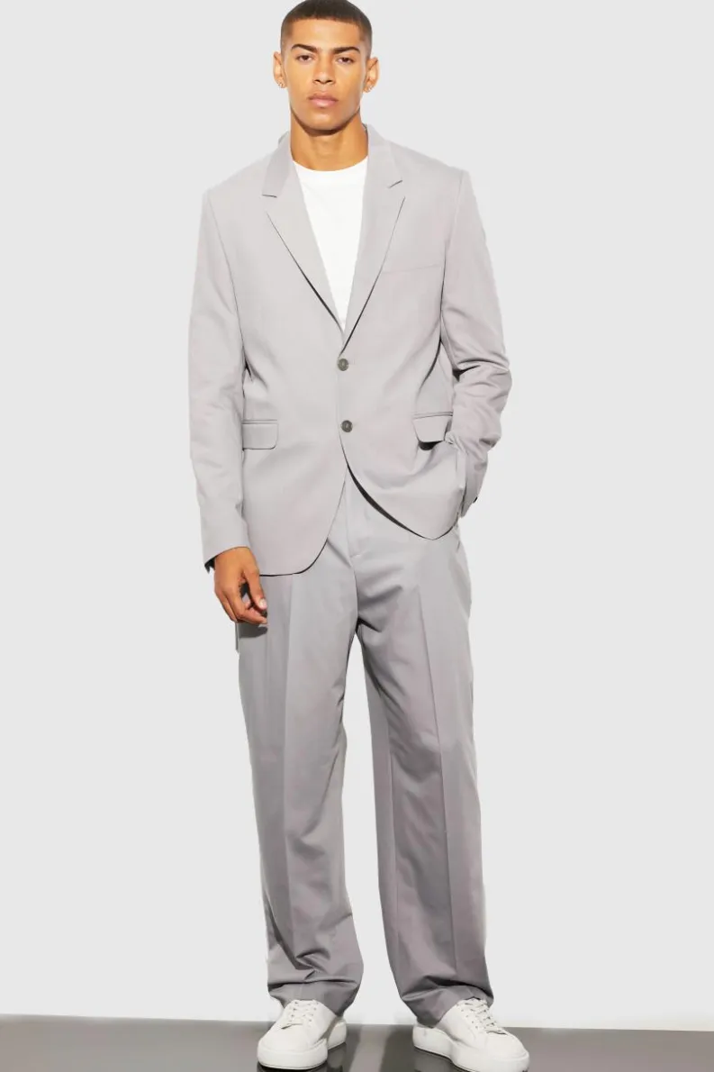 Store boohooMAN Relaxed Fit Single Breasted Suit Jacket grey