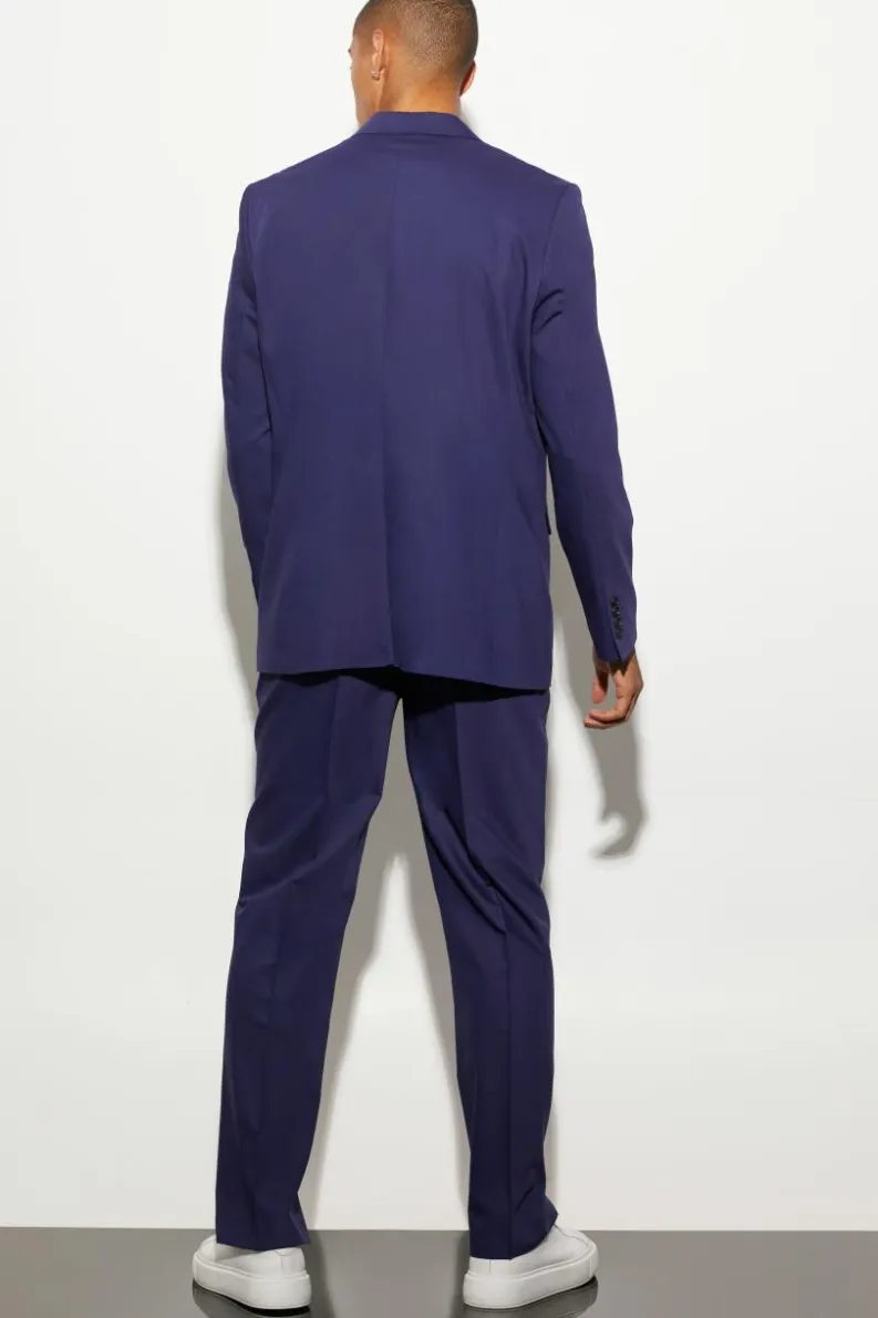 Cheap boohooMAN Relaxed Fit Single Breasted Suit Jacket navy