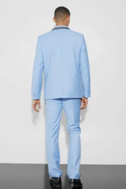 Best Sale boohooMAN Relaxed Fit Stud Detail Trouser With Chain light blue